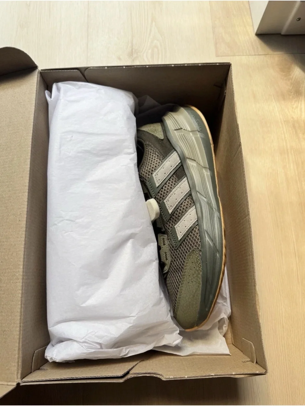 adidas Men’s Olive Gray Mesh Sneakers